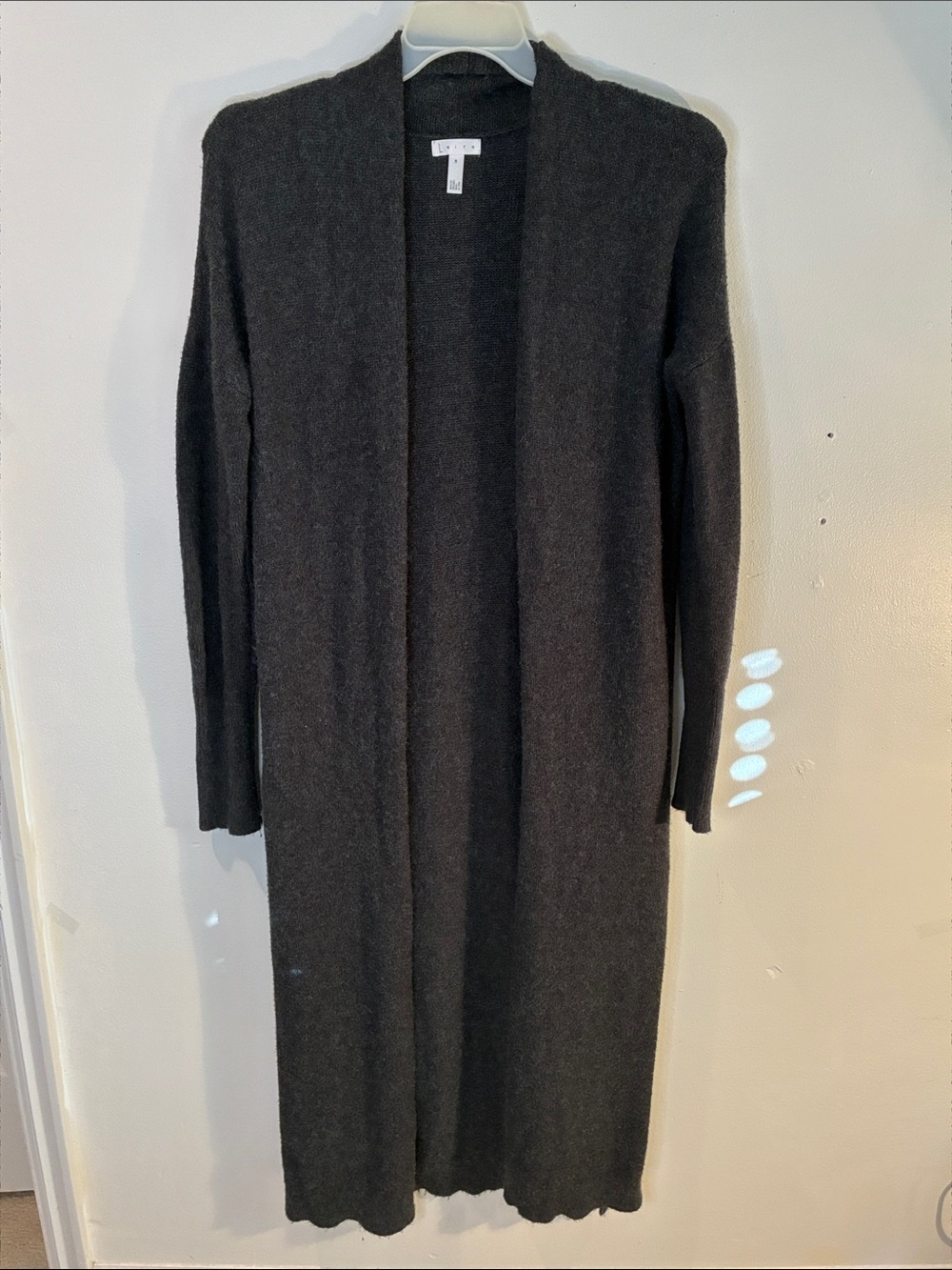 Leith charcoal gray fluffy knit long sleeves long cardigan duster sweater size M